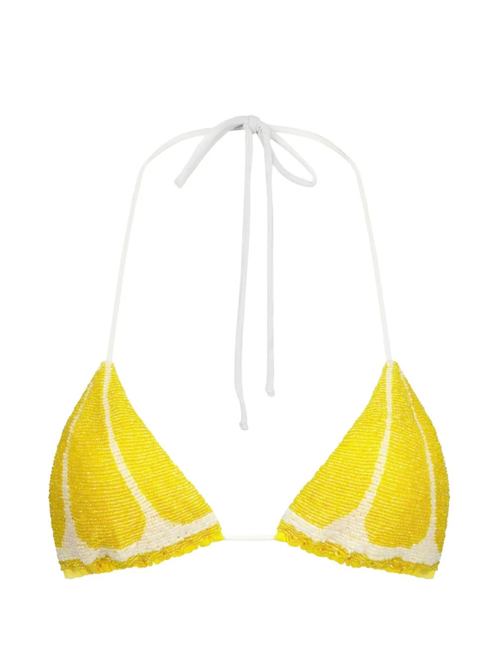 Leslie Amon Lemon Slice beaded lemon-slice bikini top - Gelb
