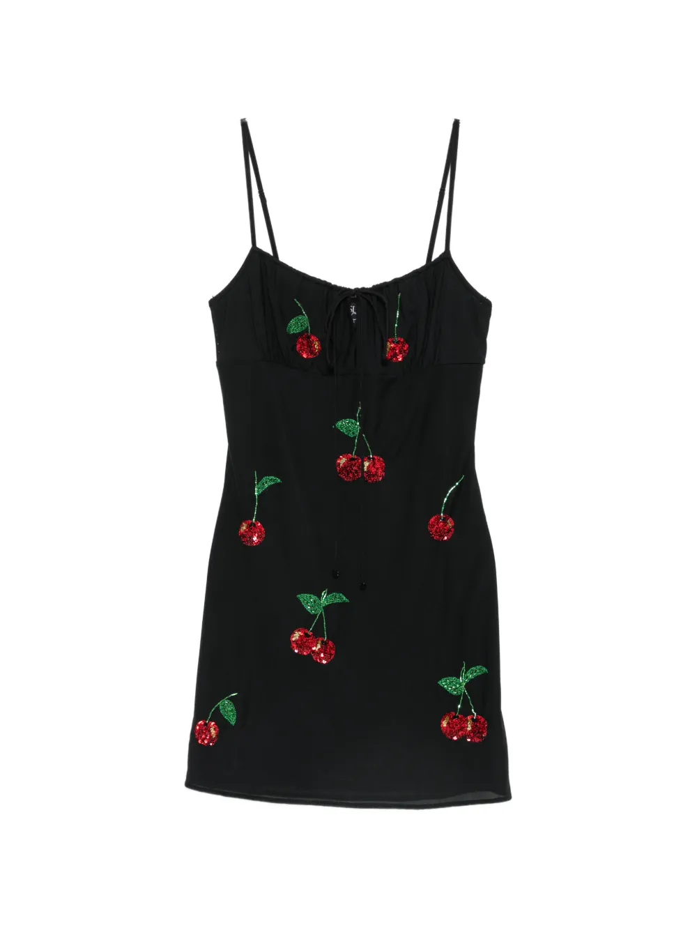 Leslie Amon sequin-embellished cherry-motif mini dress - Nero