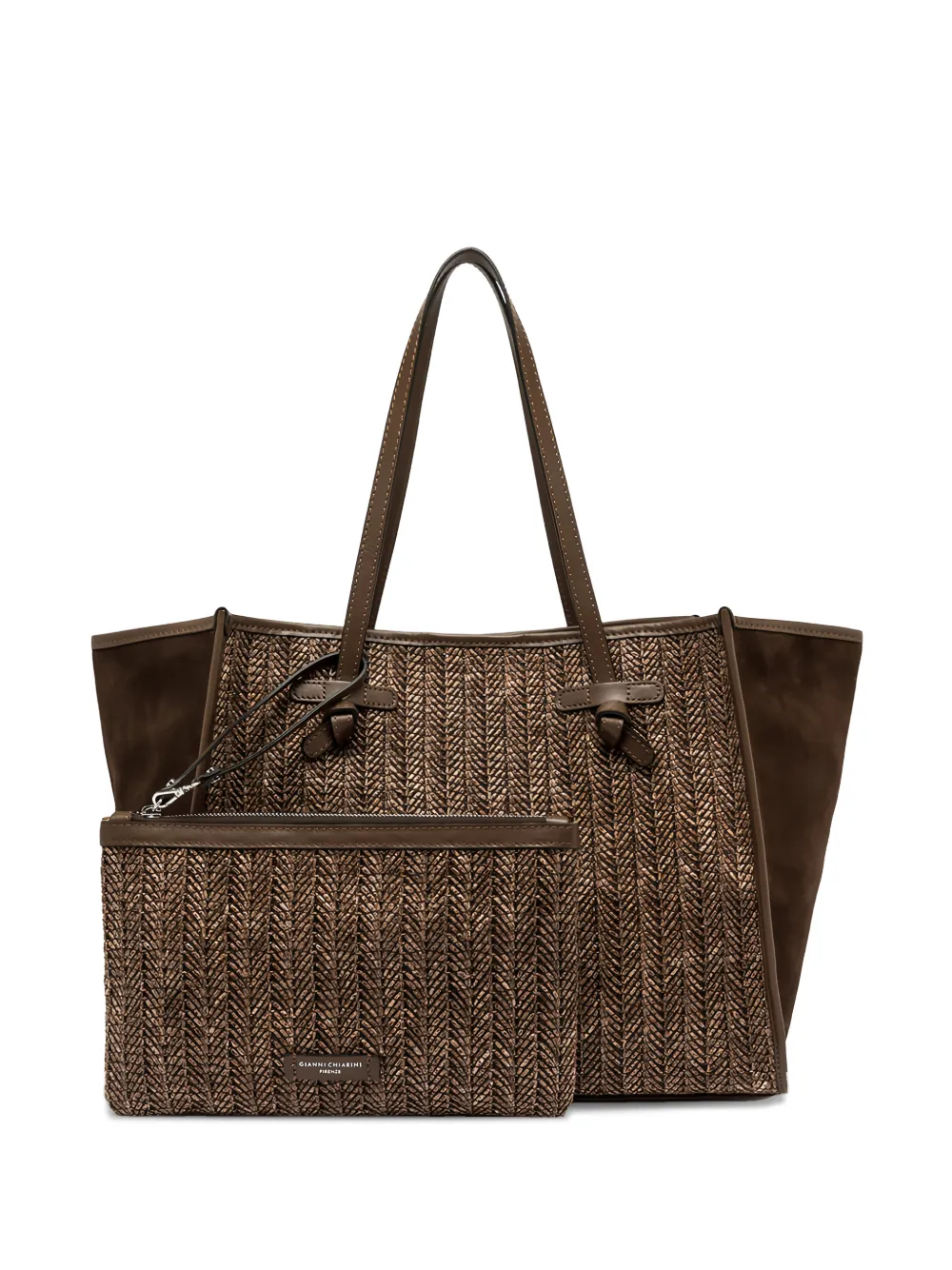 GIANNI CHIARINI Marcella woven-effect tote bag - Marrone