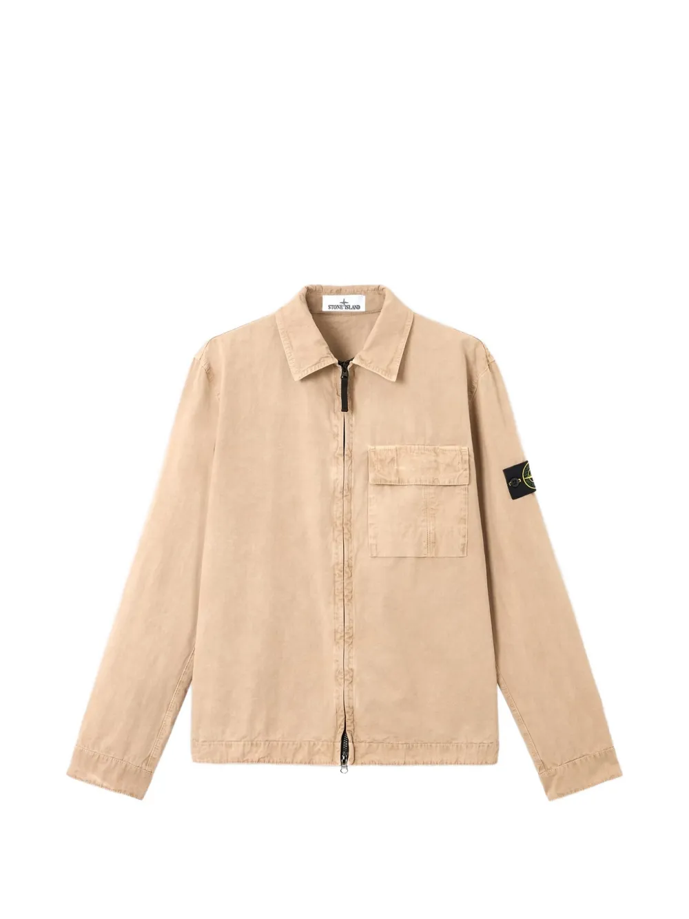 Stone Island logo-patch zip-up shirt jacket - Nude