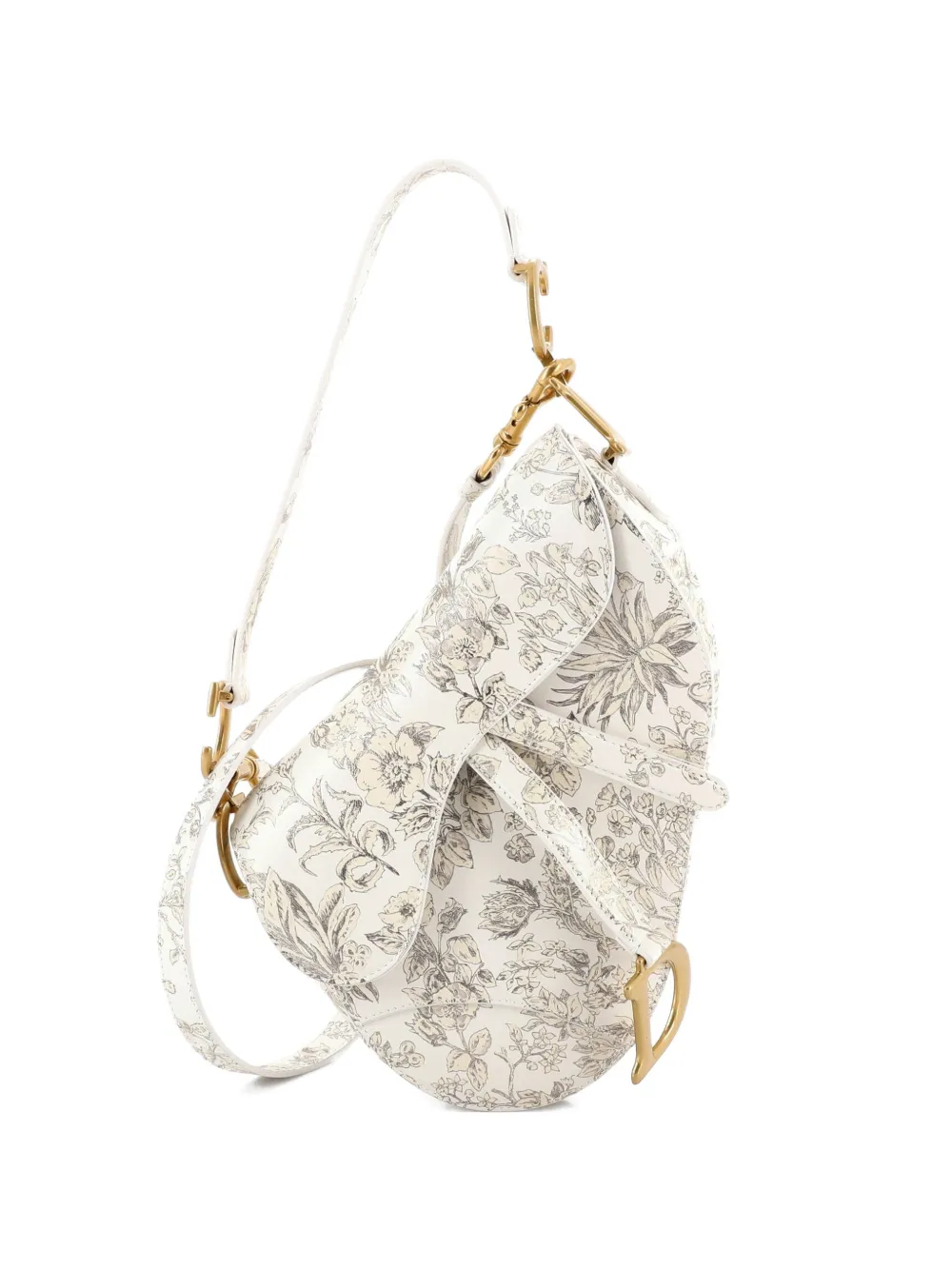 Christian Dior Pre-Owned Saddle Handbag with Strap Printed Leather Medium shoulder bag - Effetto metallizzato