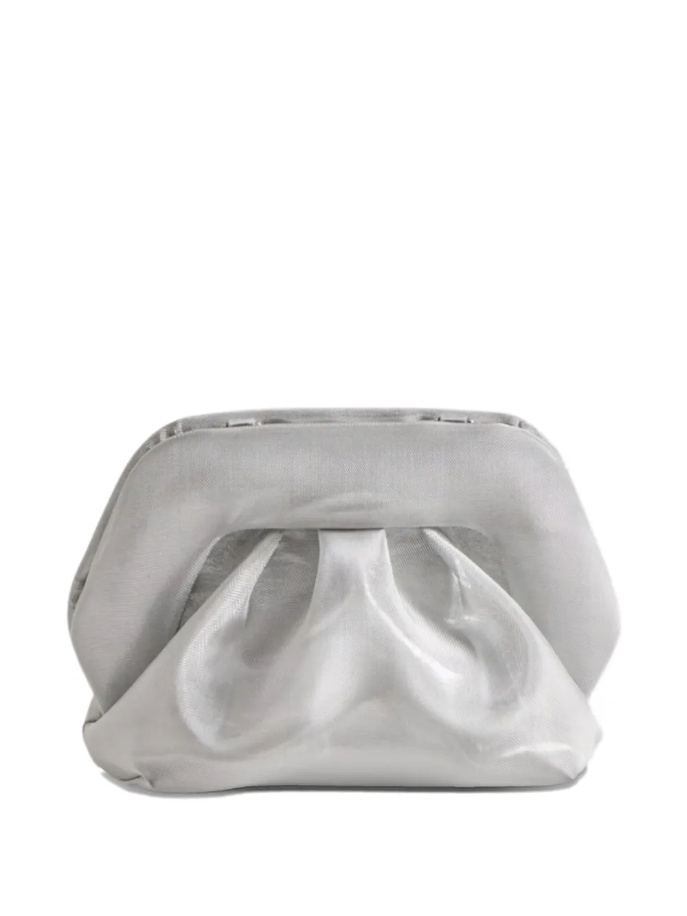 Themoirè small Bios ruched clutch bag - Argento