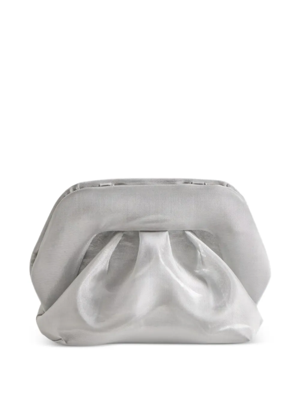 Themoirè small Bios ruched clutch bag - Argento