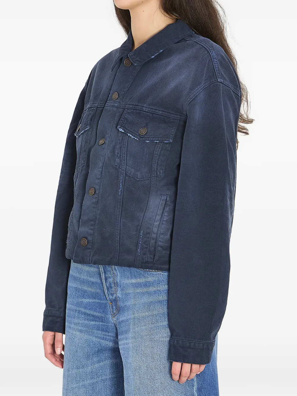 Balenciaga Denim jack met puntige kraag Blauw