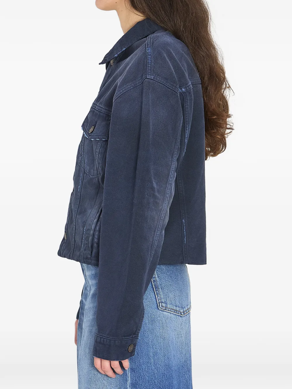 Balenciaga Denim jack met puntige kraag Blauw