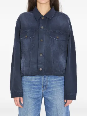 Wales Bonner レザーカラーデニムジャケット | ブルー | FARFETCH JP