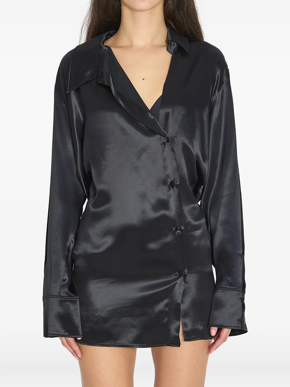 The Attico pointed-collar button mini dress - Nero