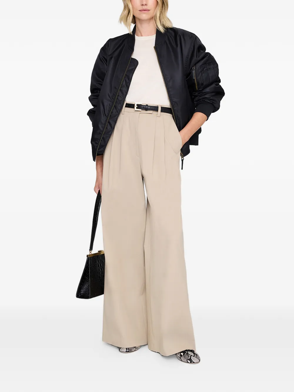 ANINE BING Lou pleated trousers - Beige