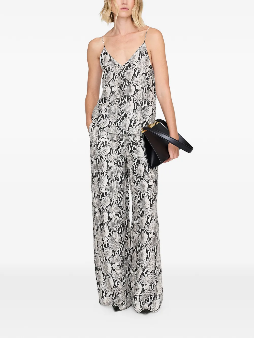  Anine Bing Python V-neck Top - White 