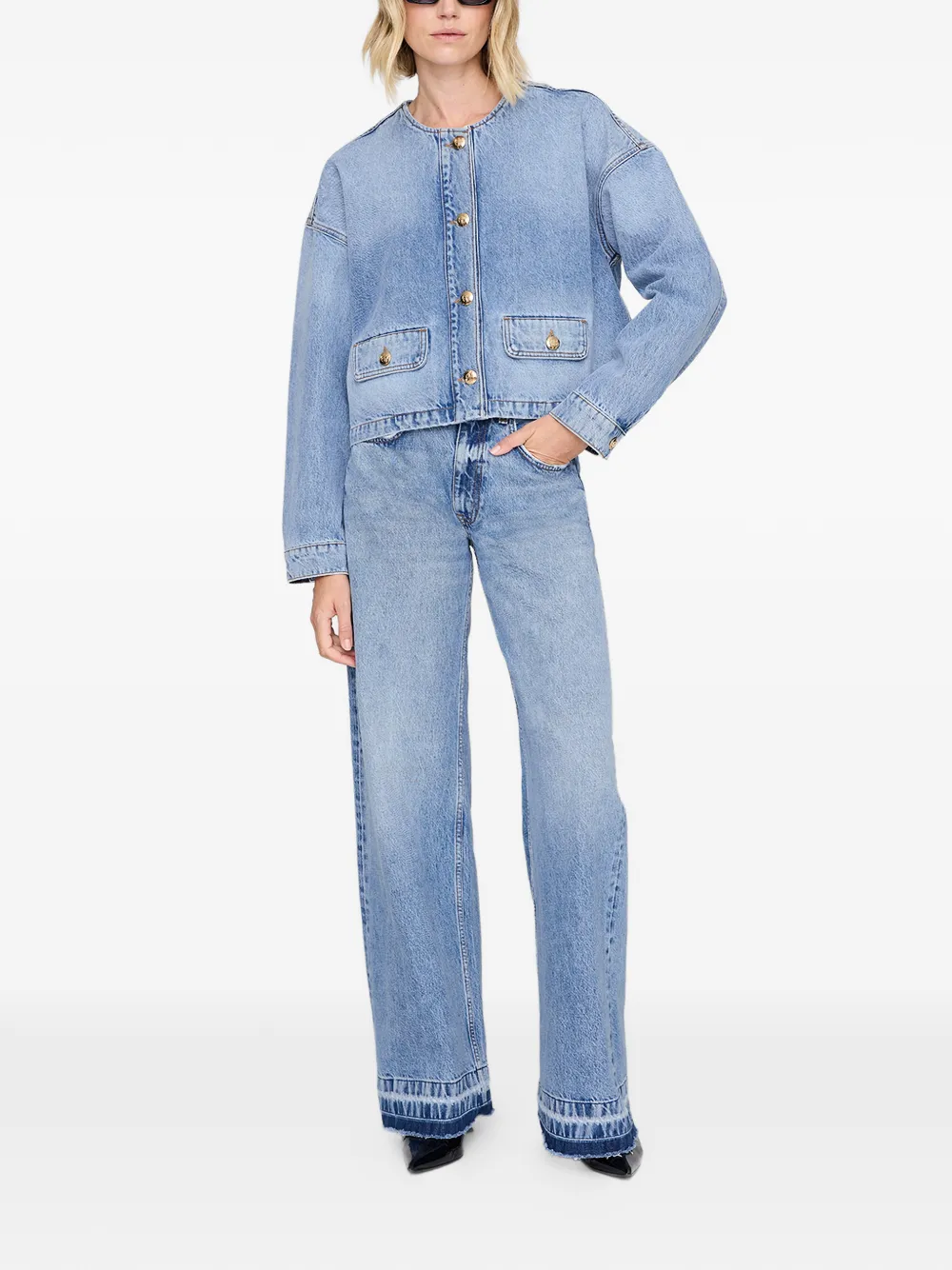  Anine Bing Buttoned Pocket Jacket - Blue 