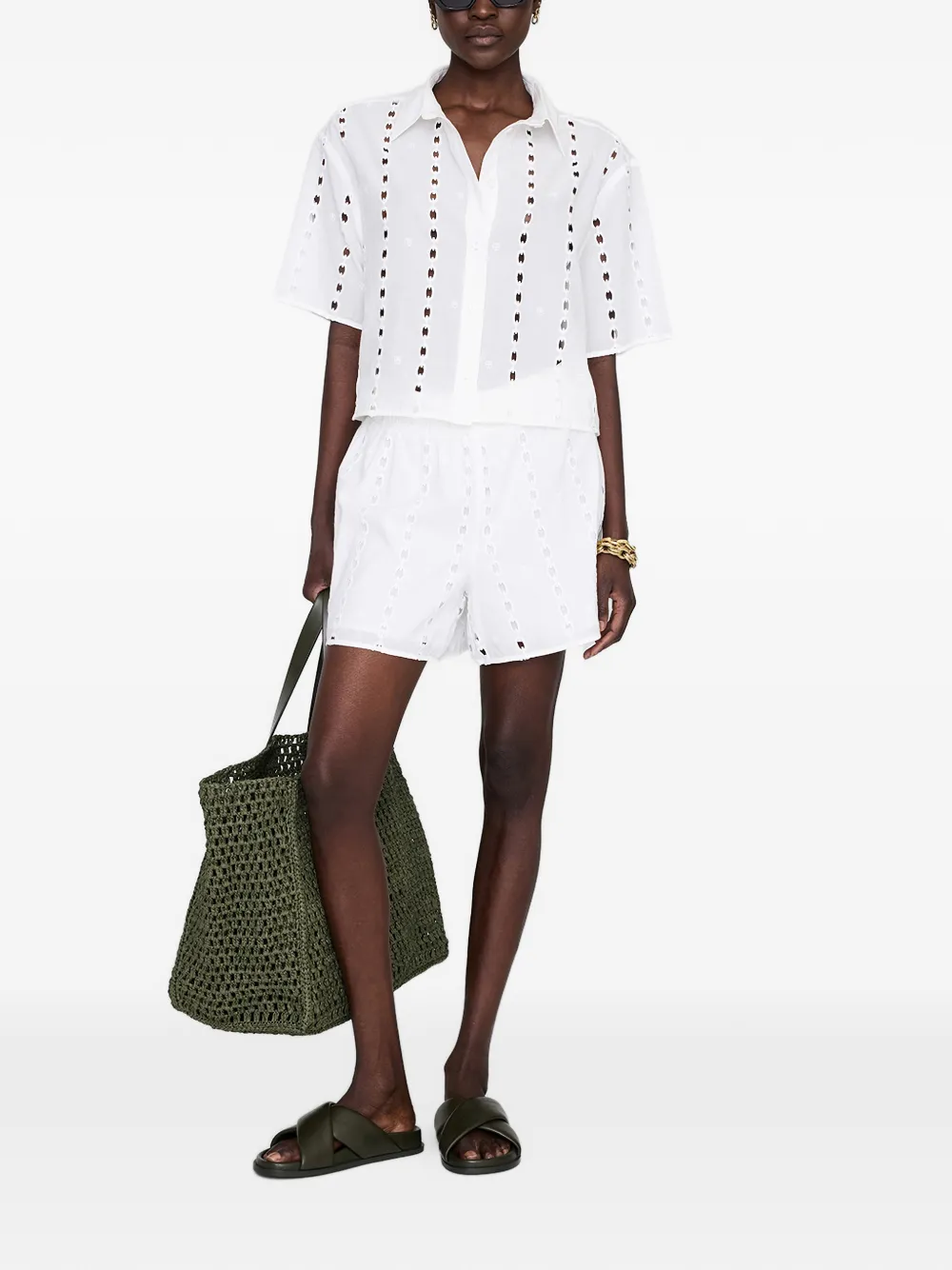 ANINE BING Kam shorts met ringlets Wit