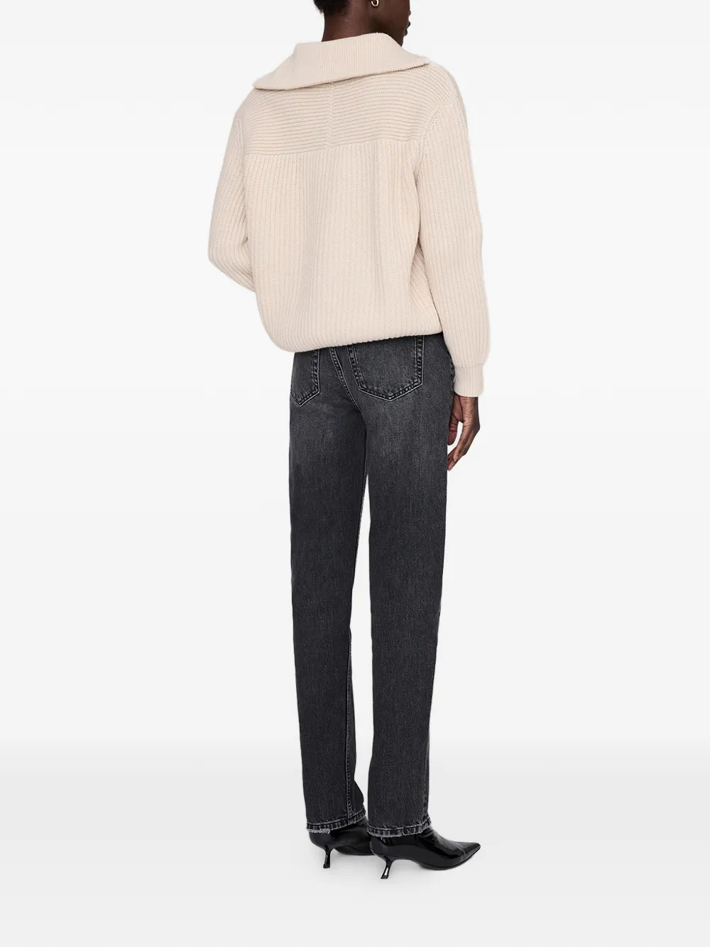 ANINE BING Sammy trui met rits Beige