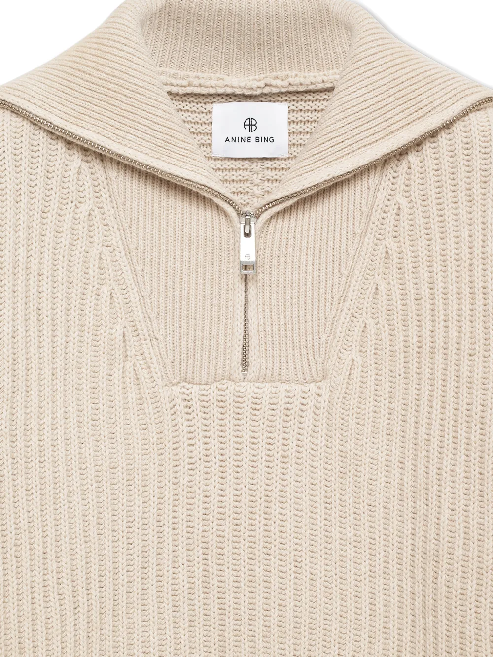 ANINE BING Sammy trui met rits Beige