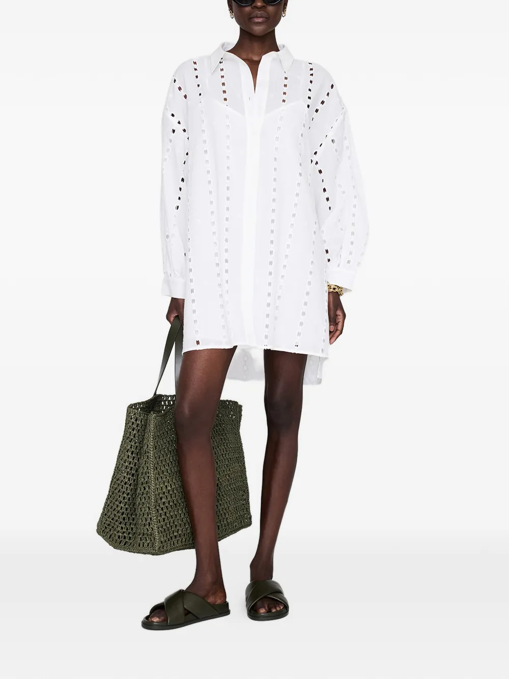 Anine Bing Mariane Broderie Anglaise Dress In White