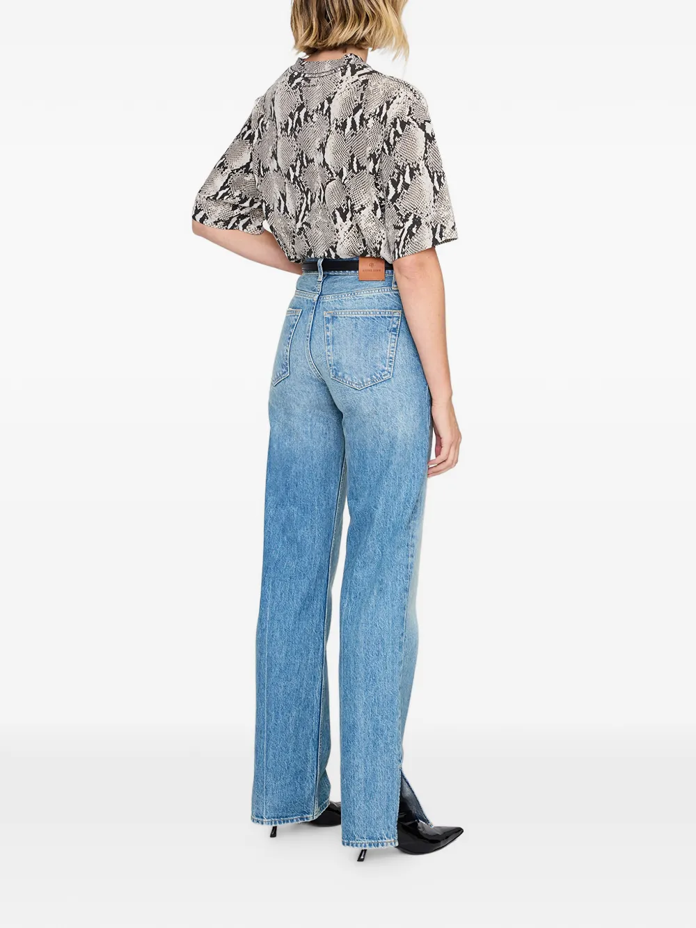 ANINE BING T-shirt met python-effect Grijs