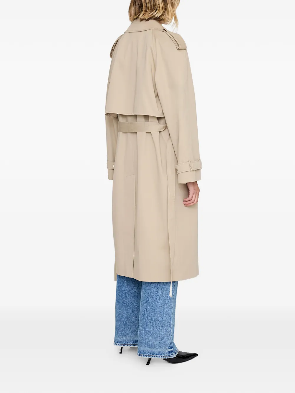 ANINE BING Maxi trenchcoat met dubbele rij knopen Beige