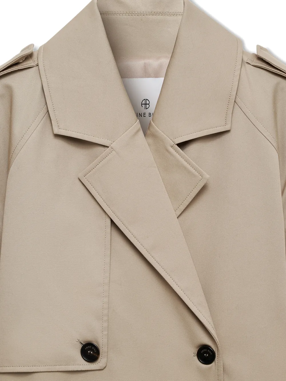 ANINE BING Maxi trenchcoat met dubbele rij knopen Beige