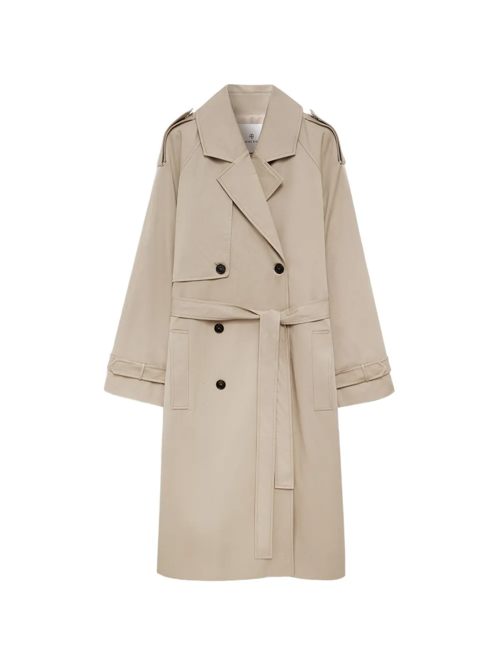ANINE BING Maxi trenchcoat met dubbele rij knopen Beige