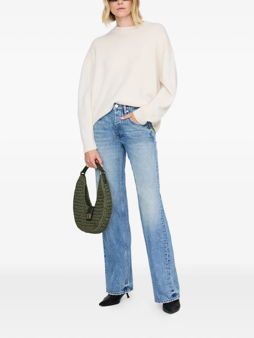 ANINE BING monogram lou tote bag - Groen