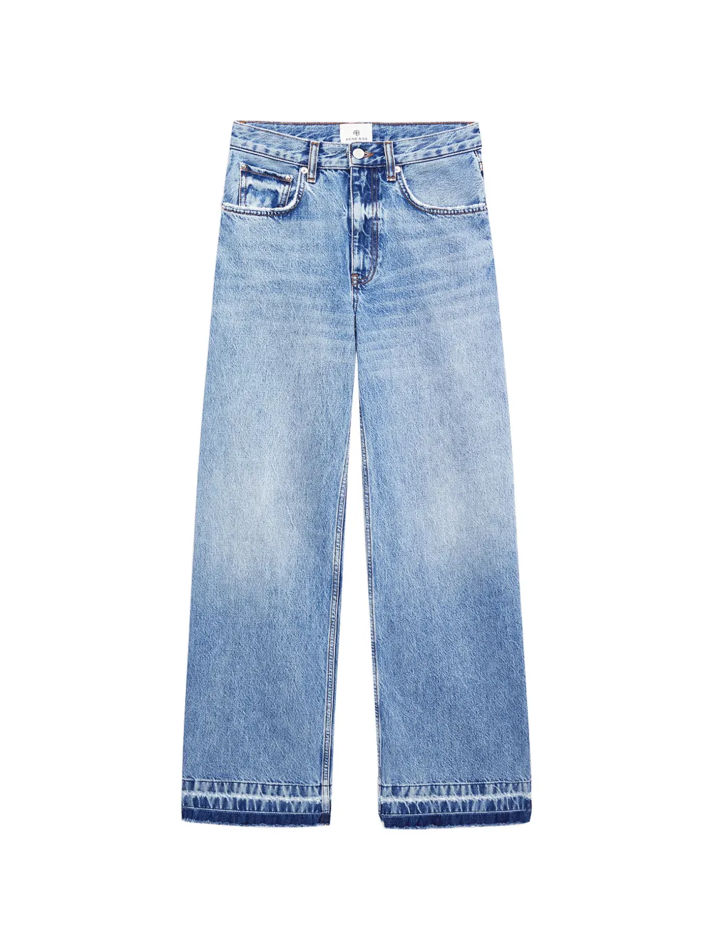 Anine Bing Lewis Frayed Wide-leg Jeans In Blue