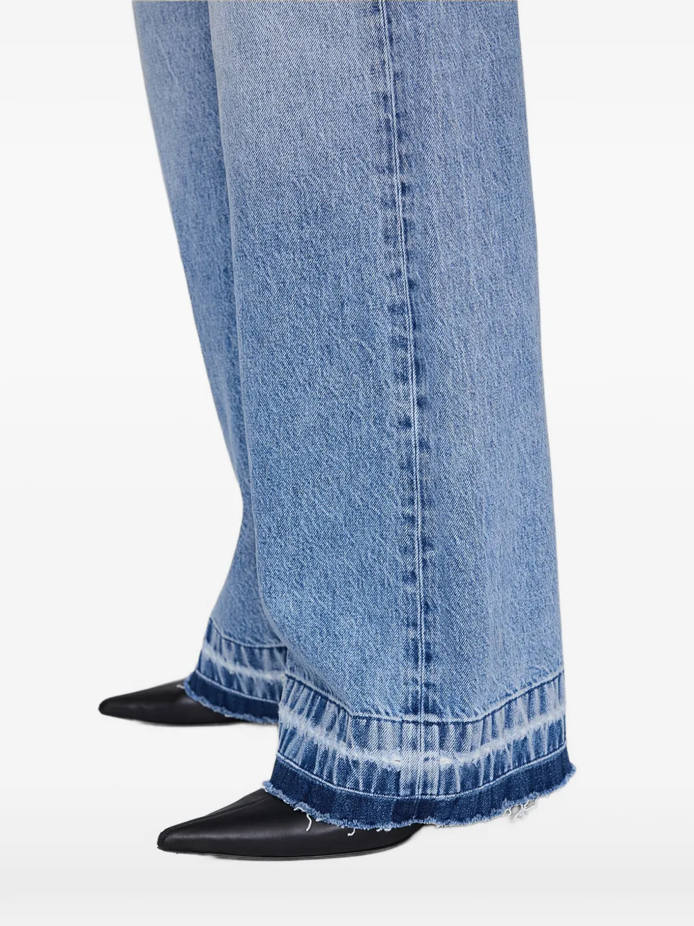 Anine Bing Lewis Frayed Wide-leg Jeans In Blue