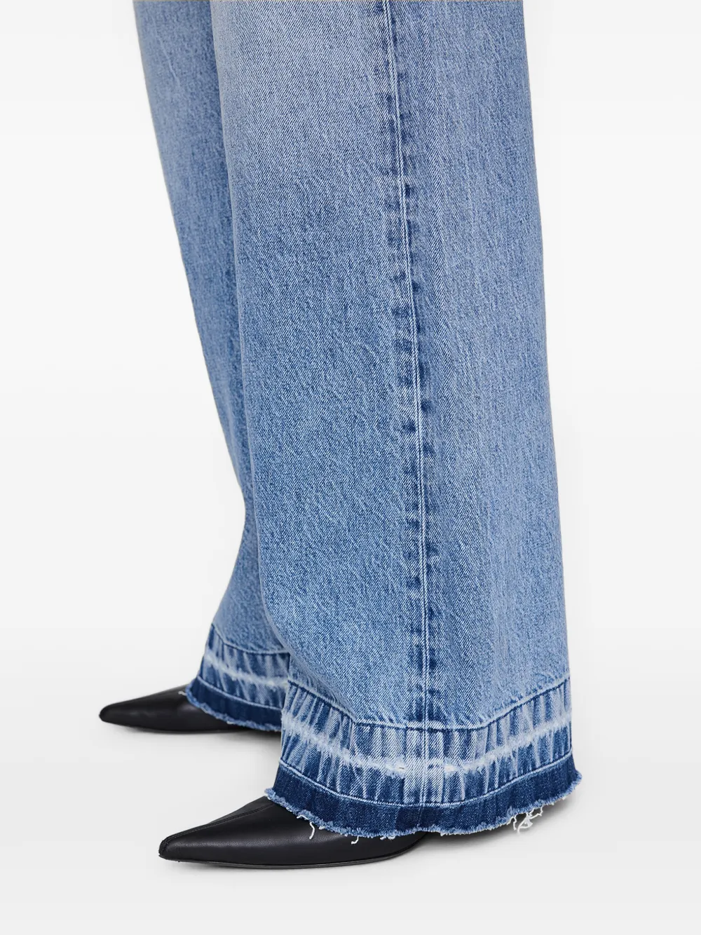 ANINE BING Lewis jeans met wijde pijpen en franje Blauw