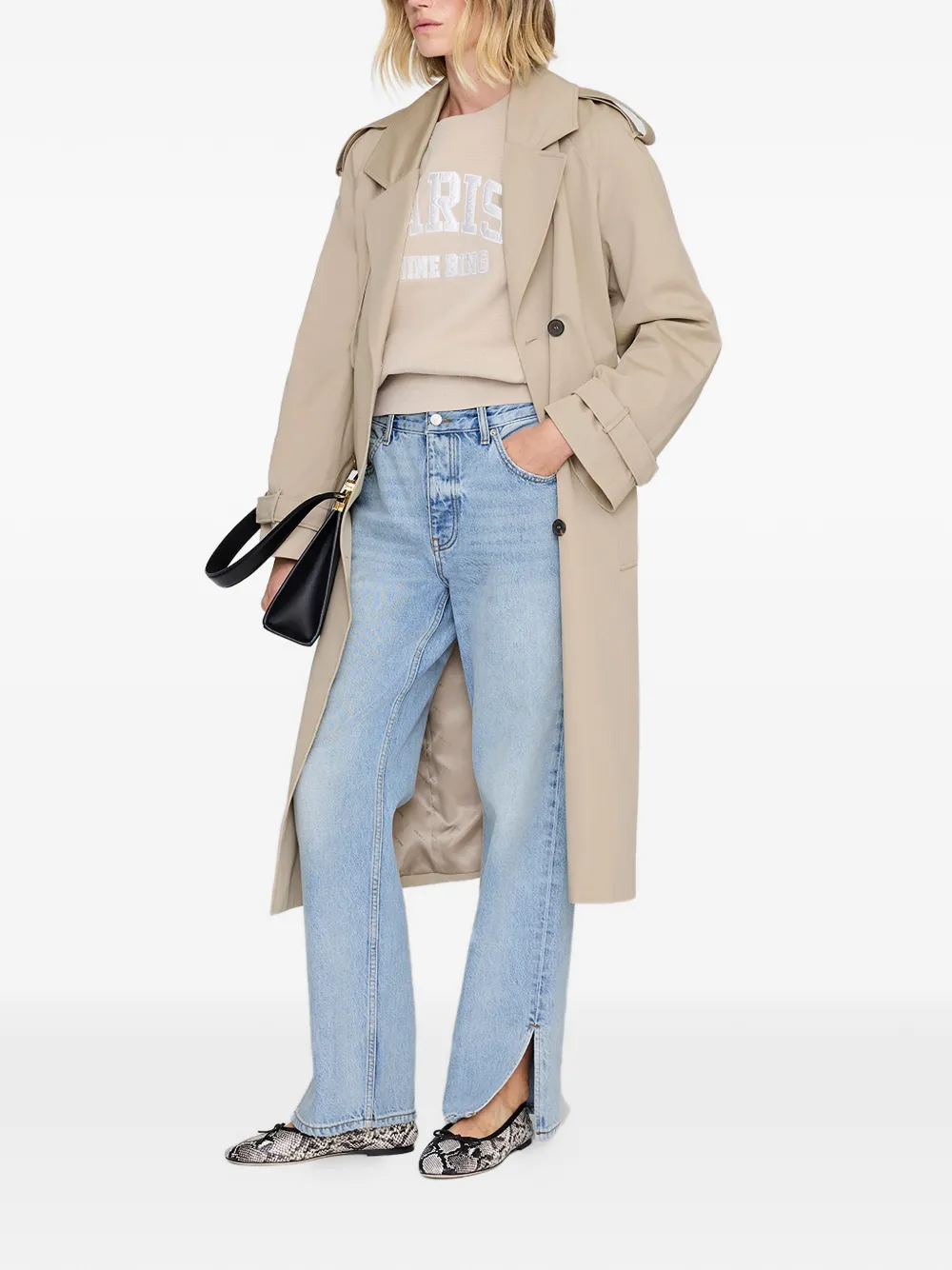 Anine Bing Paris Graphic Print Sweatshirt In Neutral