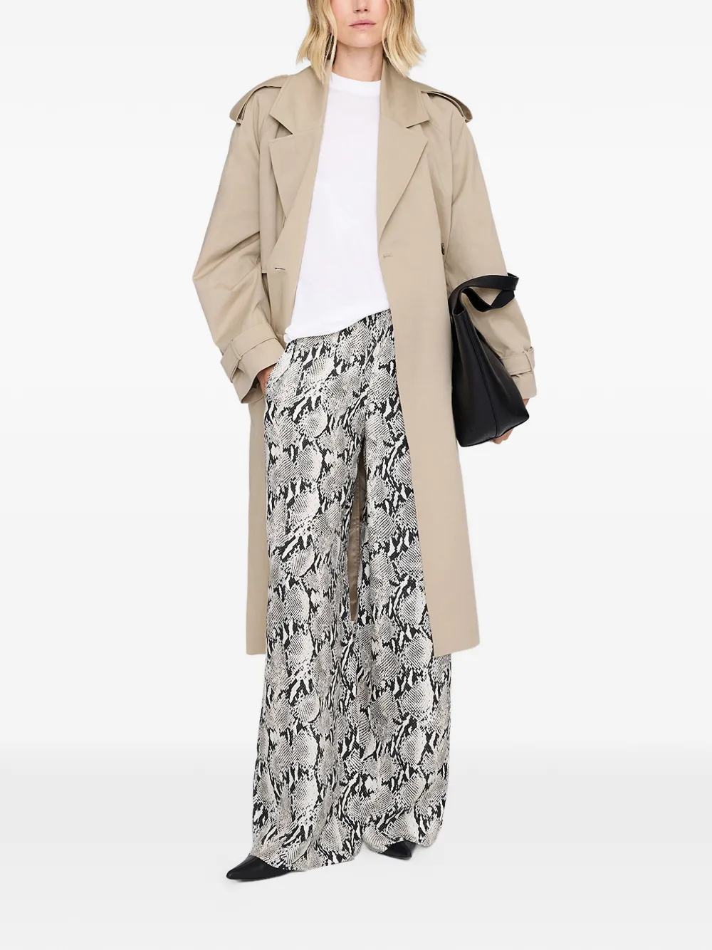 ANINE BING Roslin python print trousers - Beige