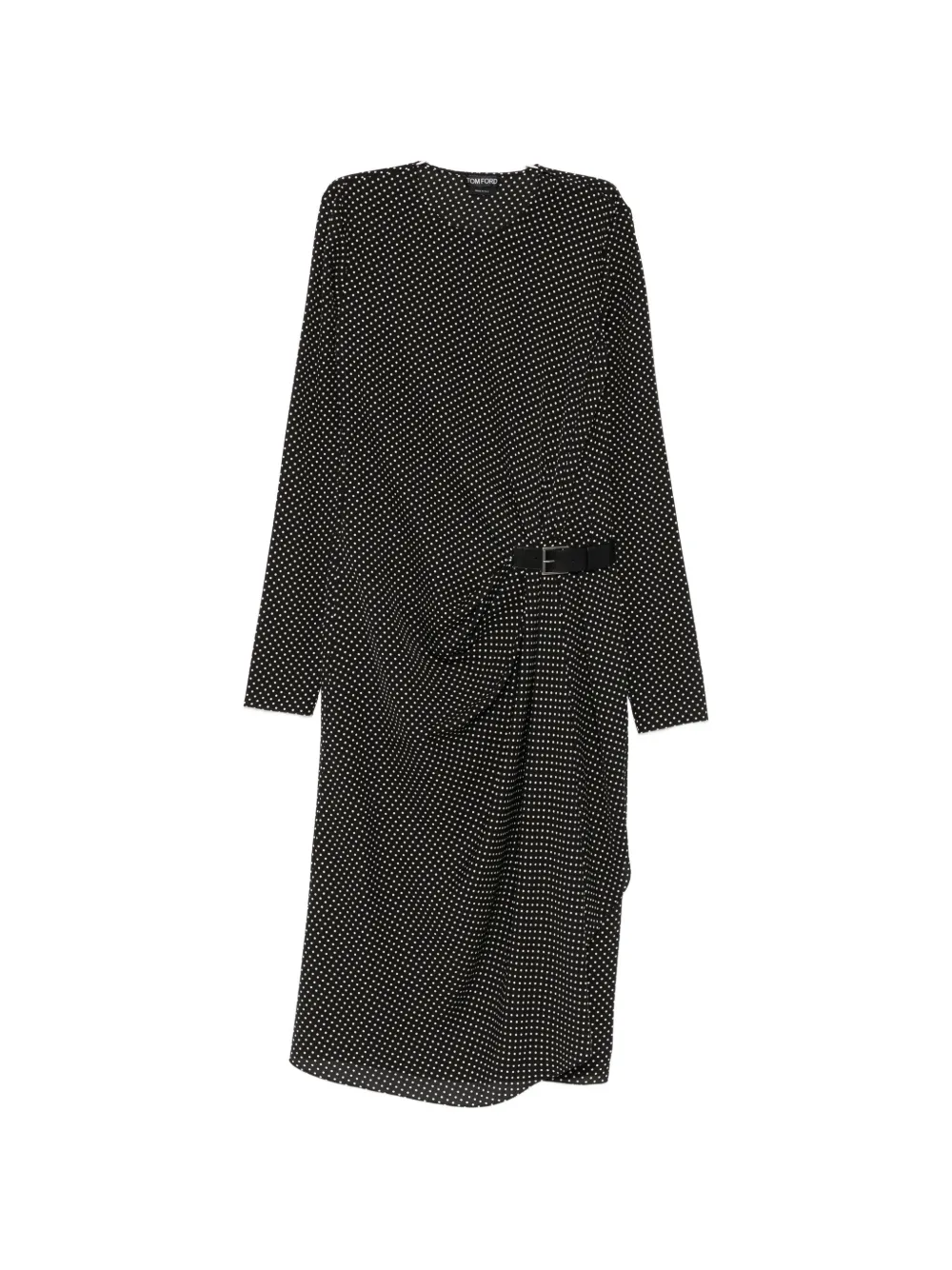 TOM FORD polka-dot belted midi dress - Nero