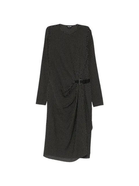 TOM FORD polka-dot belted midi dress