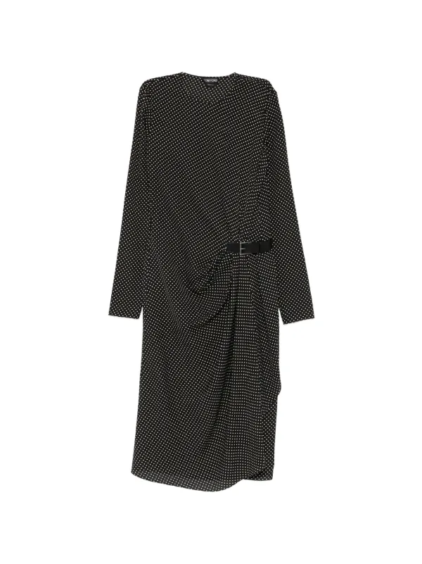 Tom Ford Polka-dot Belted Midi Dress in Black