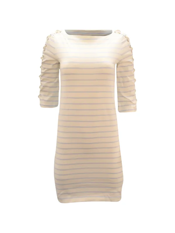 chinese dress ladies Buy Stripe Blue and White Lace Shirt Dress - Boho