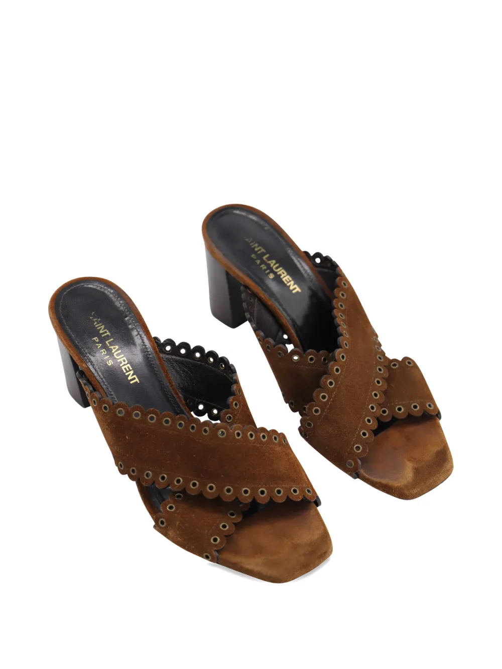 Saint Laurent Pre-Owned Loulou scalloped eyelet sandals - Bruin