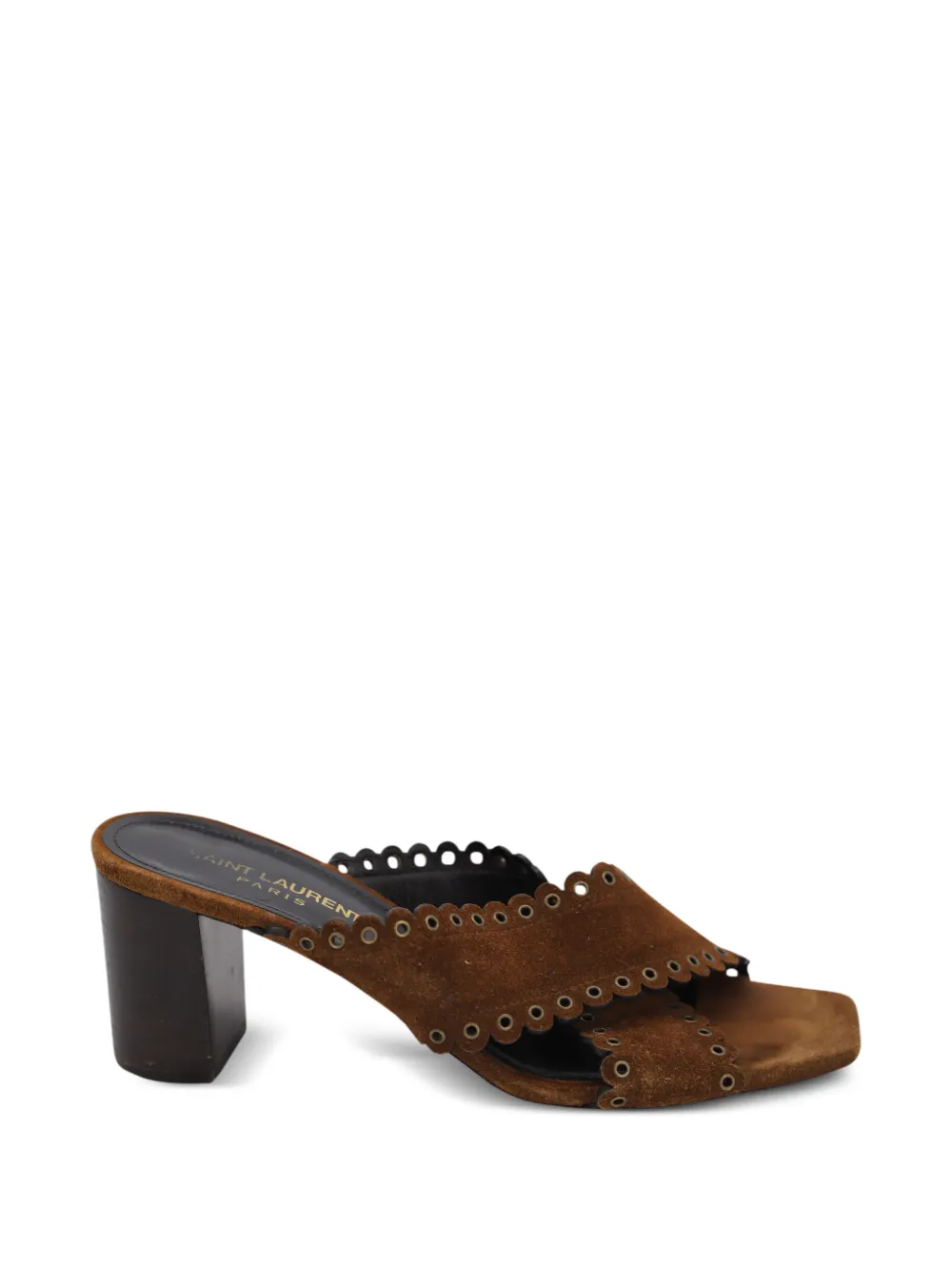 Saint Laurent Pre-Owned Loulou scalloped eyelet sandals - Braun