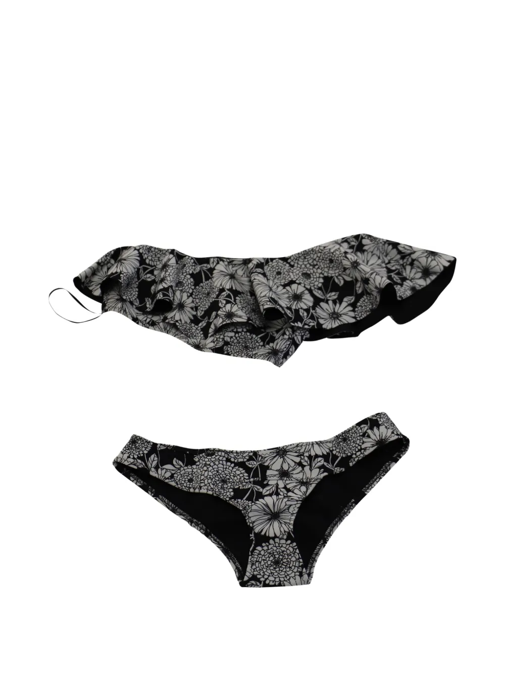 Lisa Marie Fernandez bikini à fleurs à une épaule - Noir