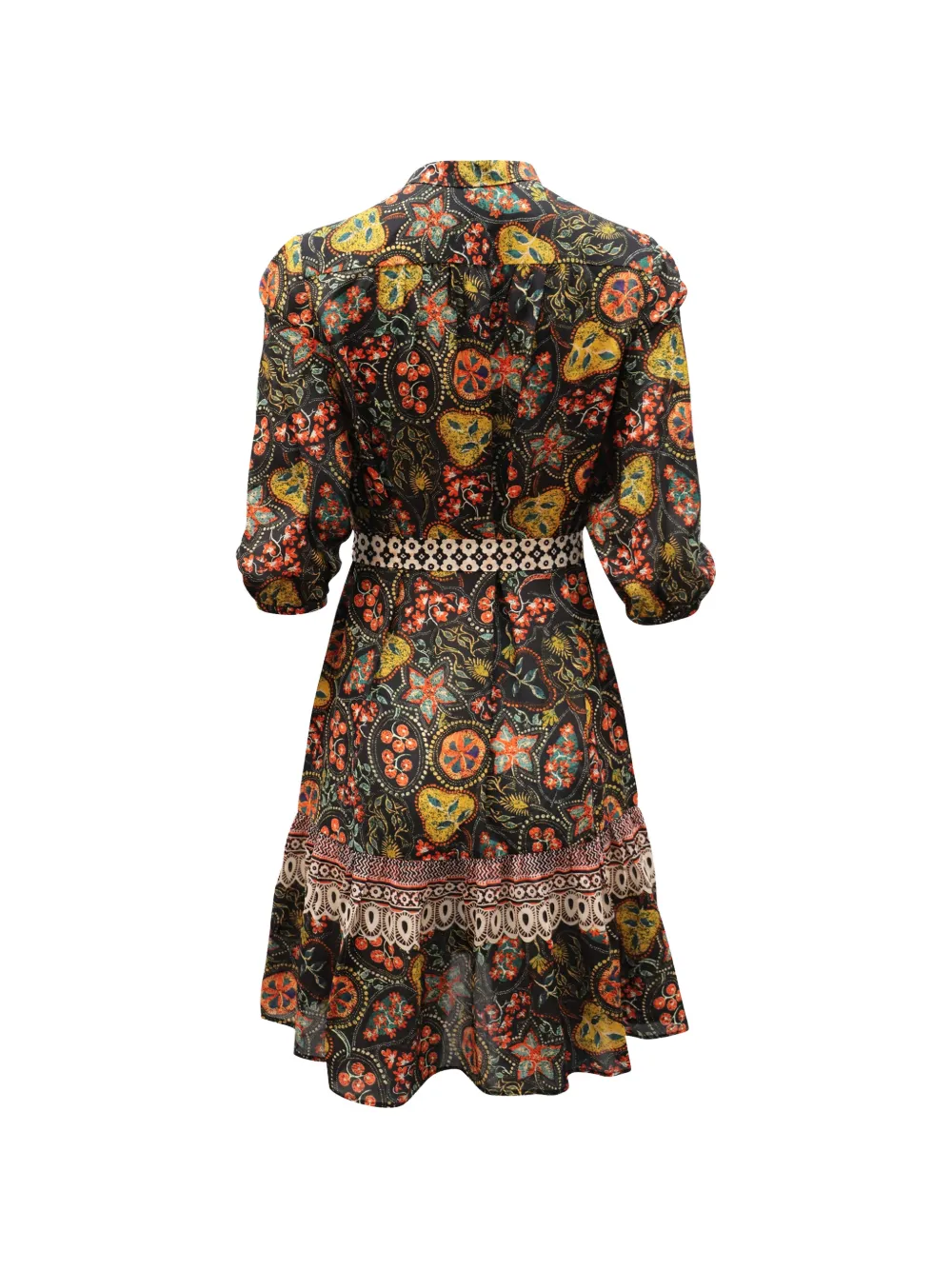Saloni floral-print shirt dress - Zwart