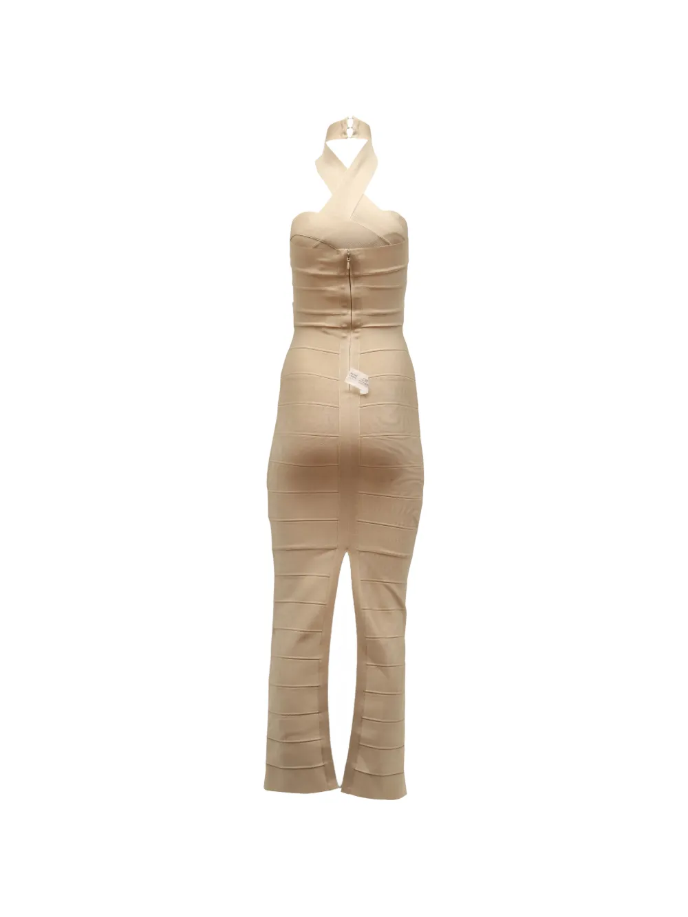 Herve Leger halterneck bandage dress - Beige