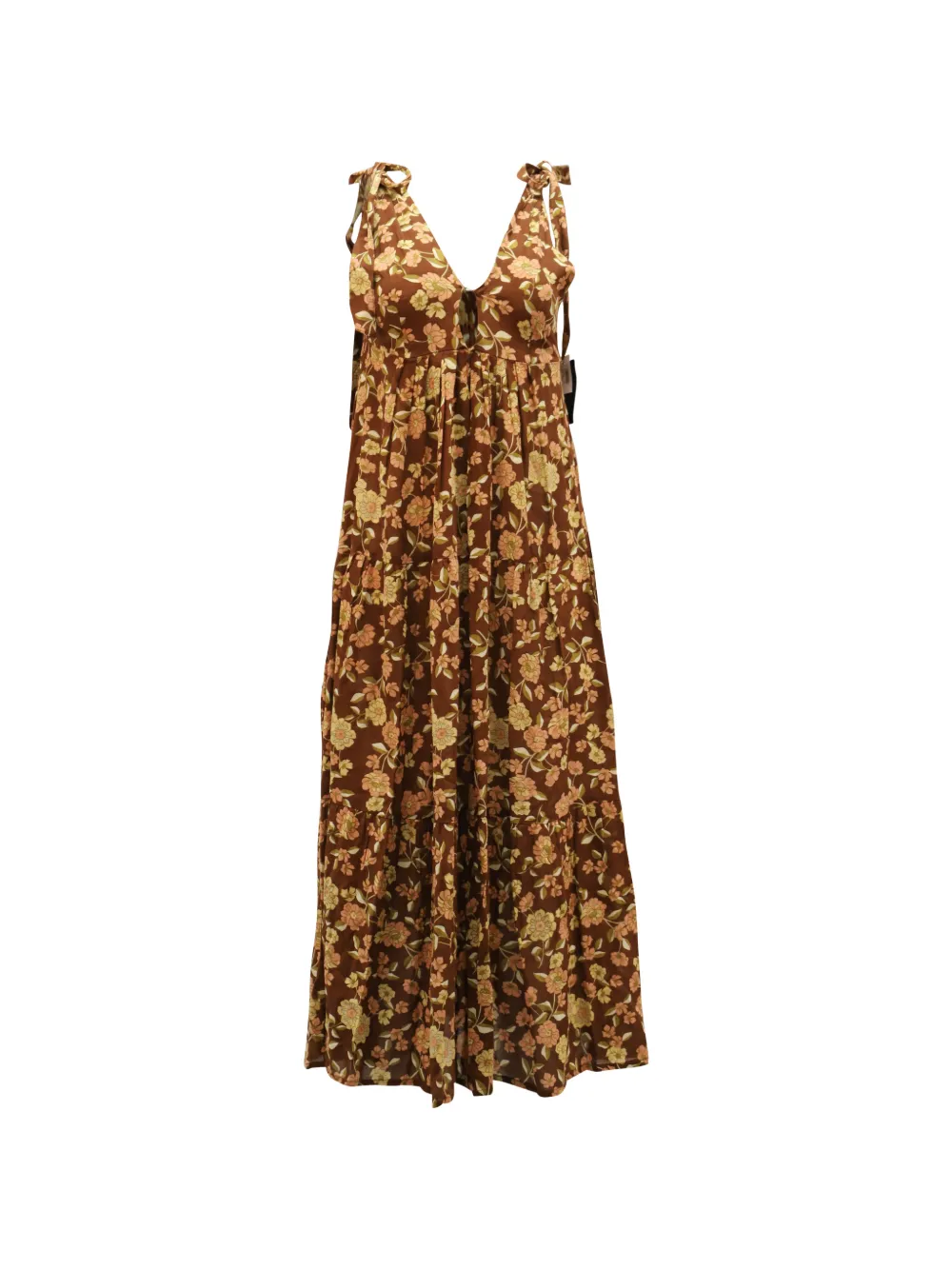 Faithfull the Brand plunging floral-print midi dress - Marrone