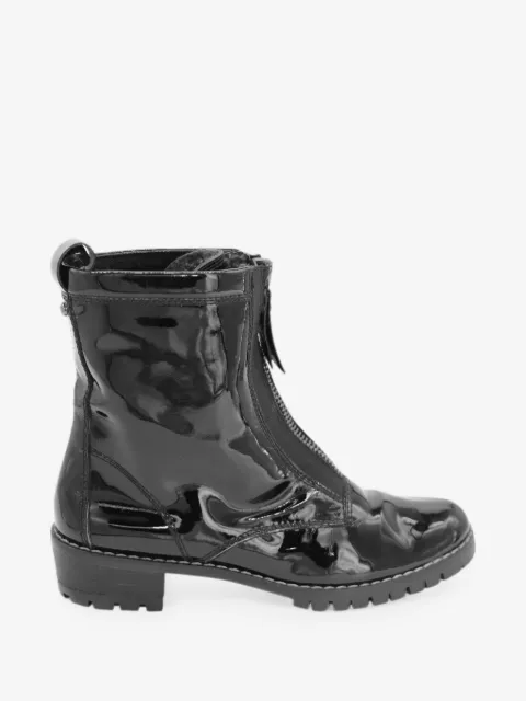 Stuart Weitzman zip-up patent boots