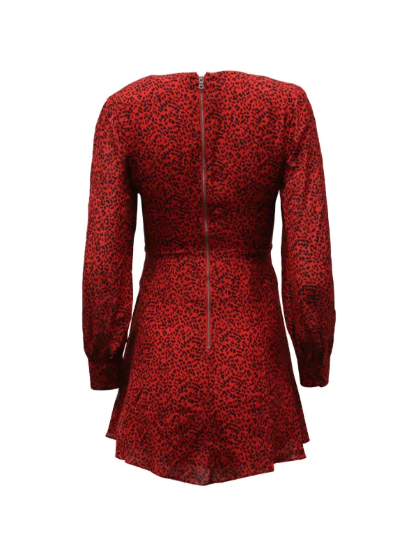 Alice + Olivia Leopard-print Long-sleeve Dress - Red