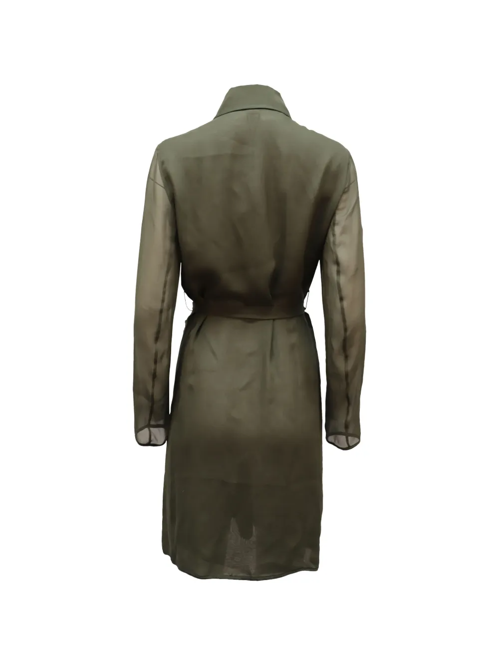 Diane Von Furstenberg Vintage belted long-sleeve silk dress - Groen