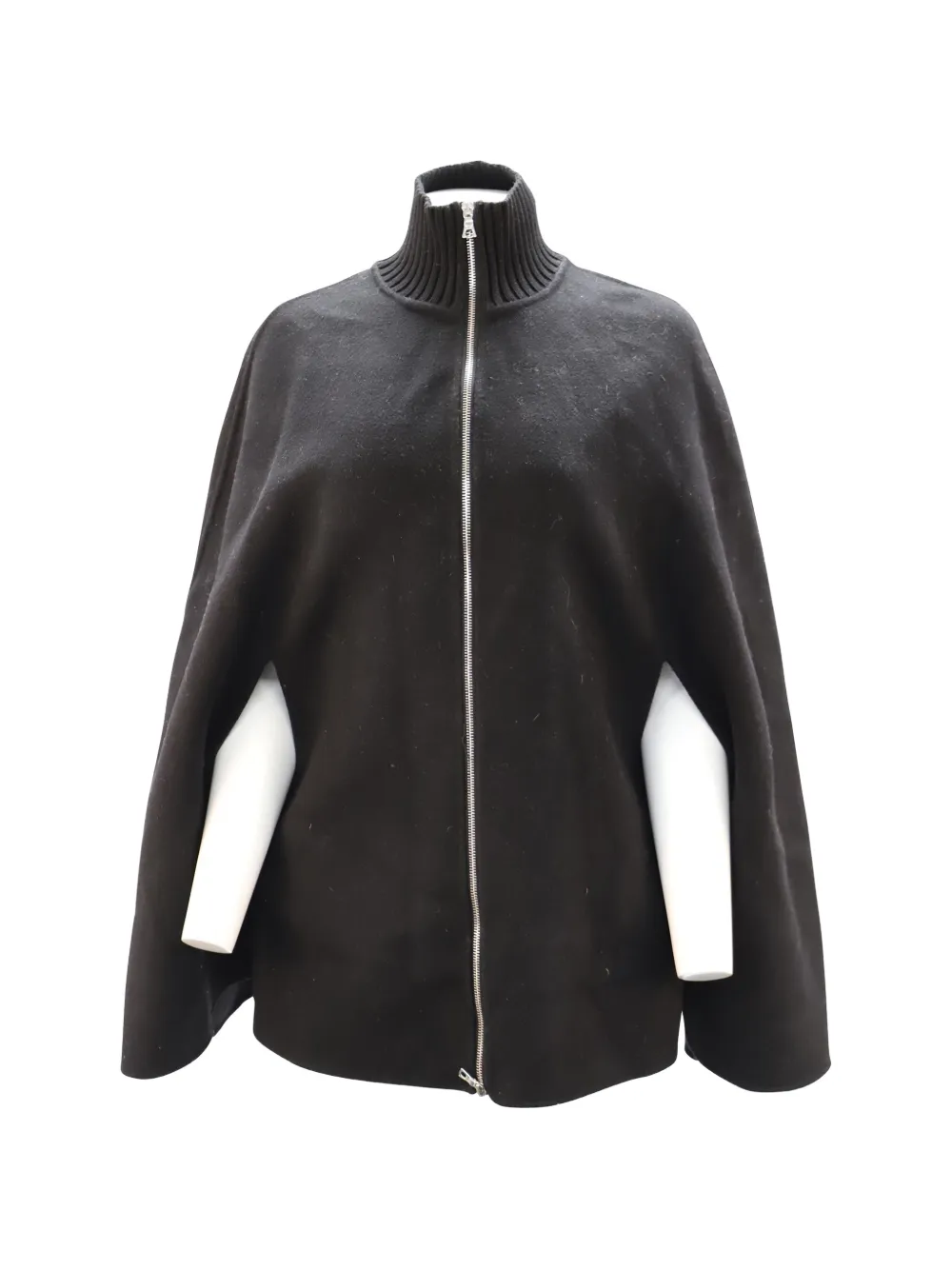 Pre-owned Sandro Zip-up Cape Jacket In Black