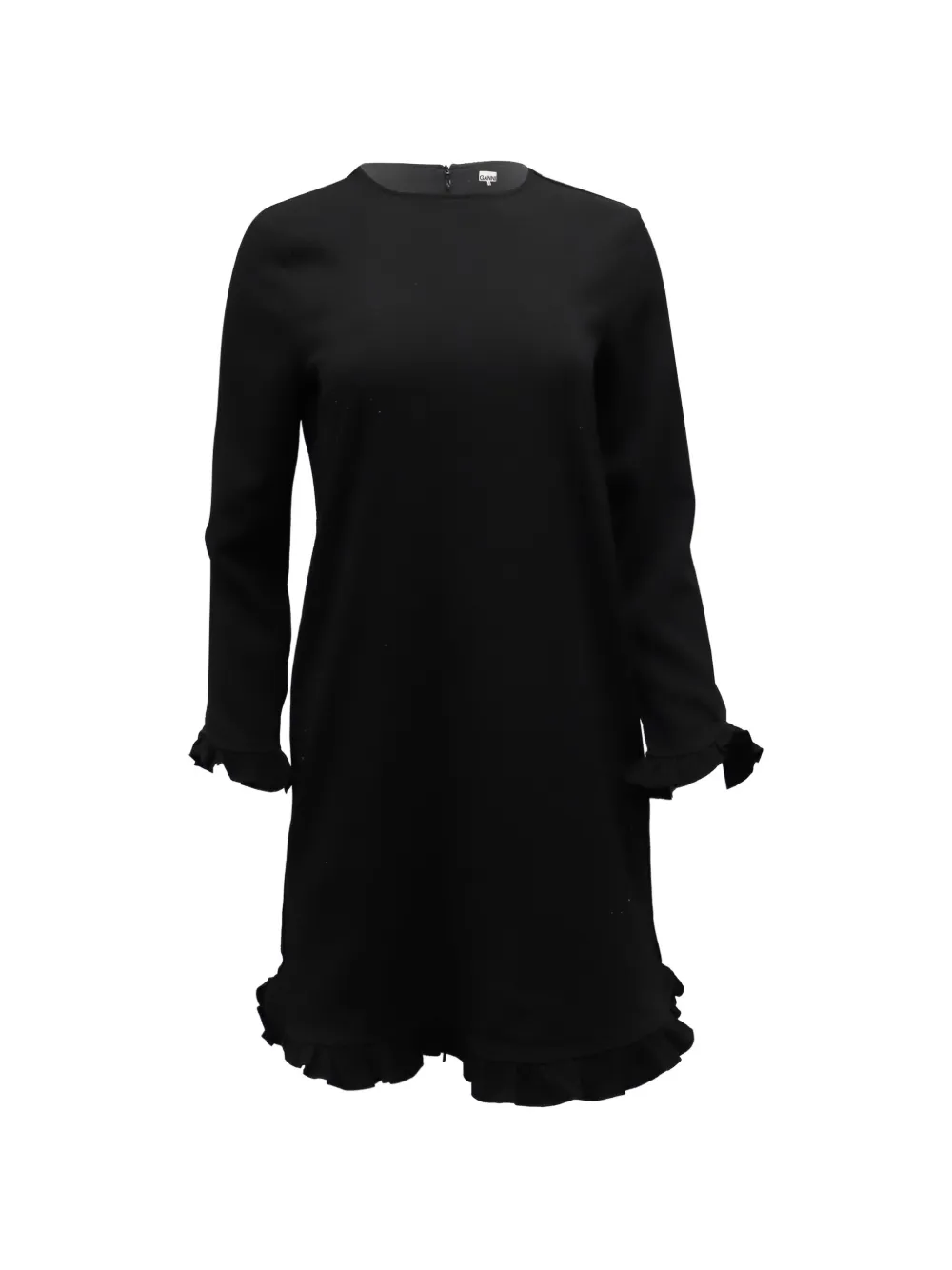 GANNI long-sleeved ruffled dress - Nero