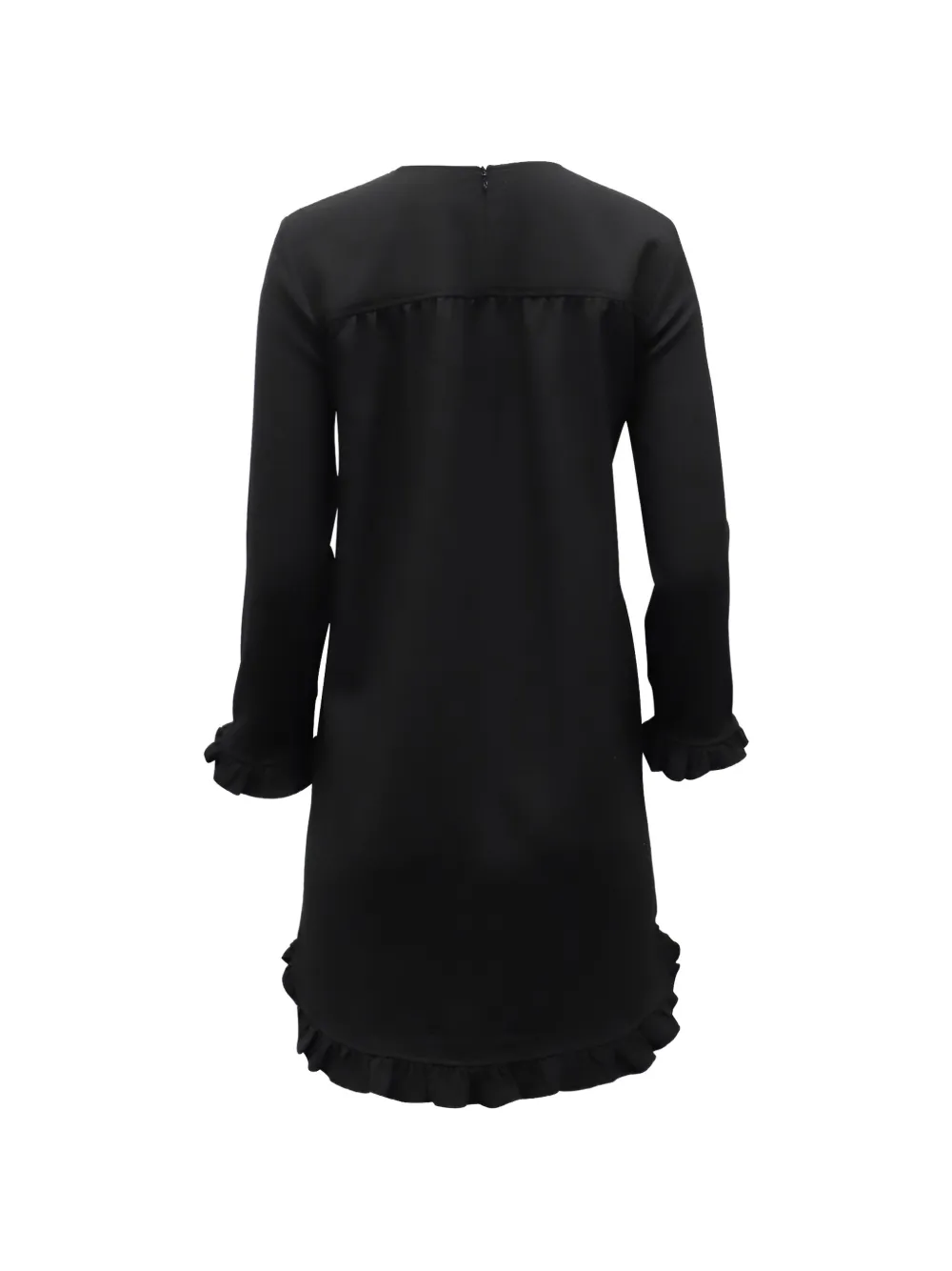 GANNI long-sleeved ruffled dress - Zwart