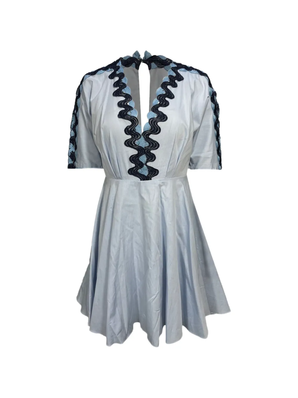 SANDRO embroidered pleated mini dress - Blauw