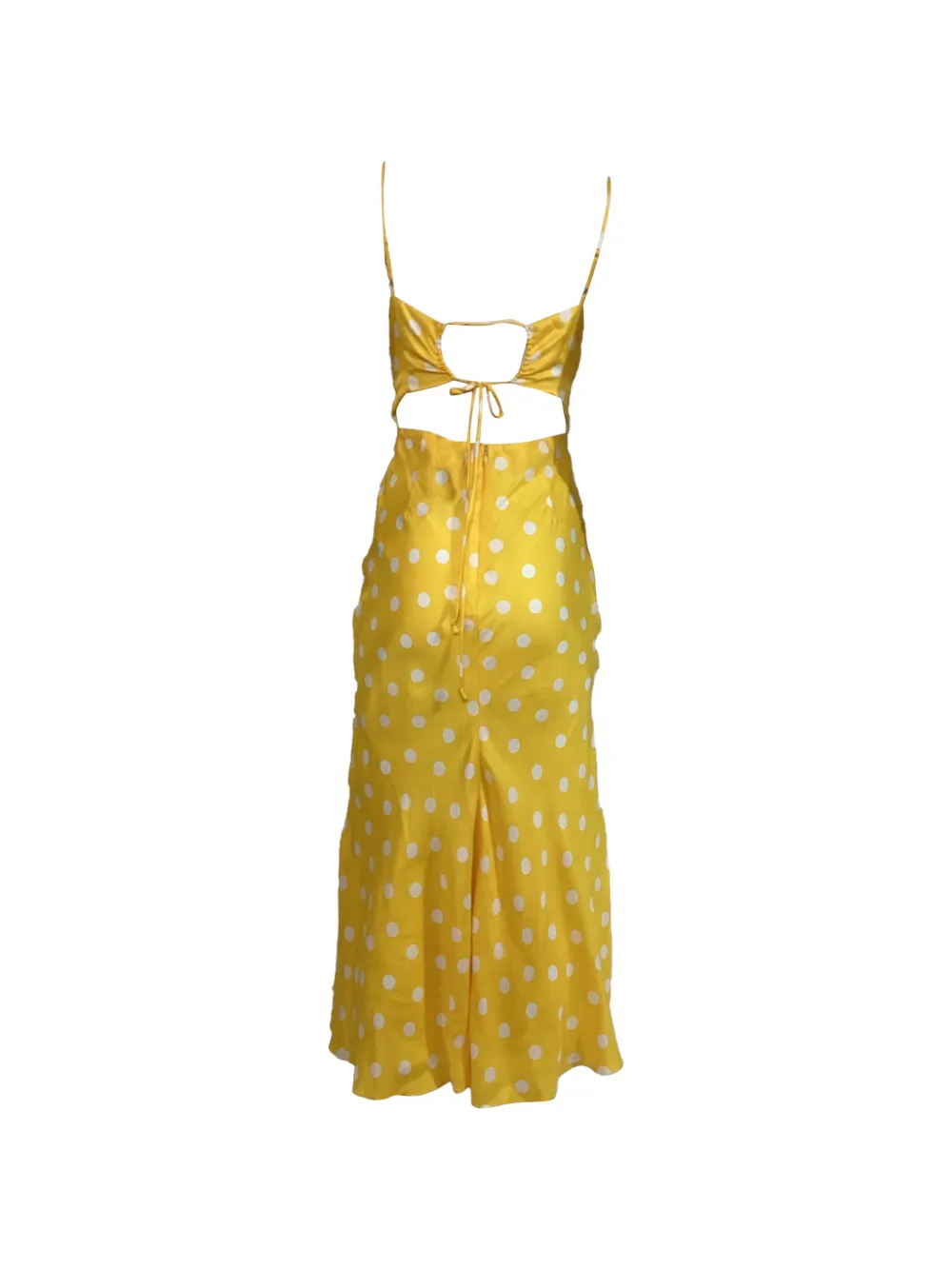 Carolina Herrera Vintage ruched polka-dot midi dress - Geel