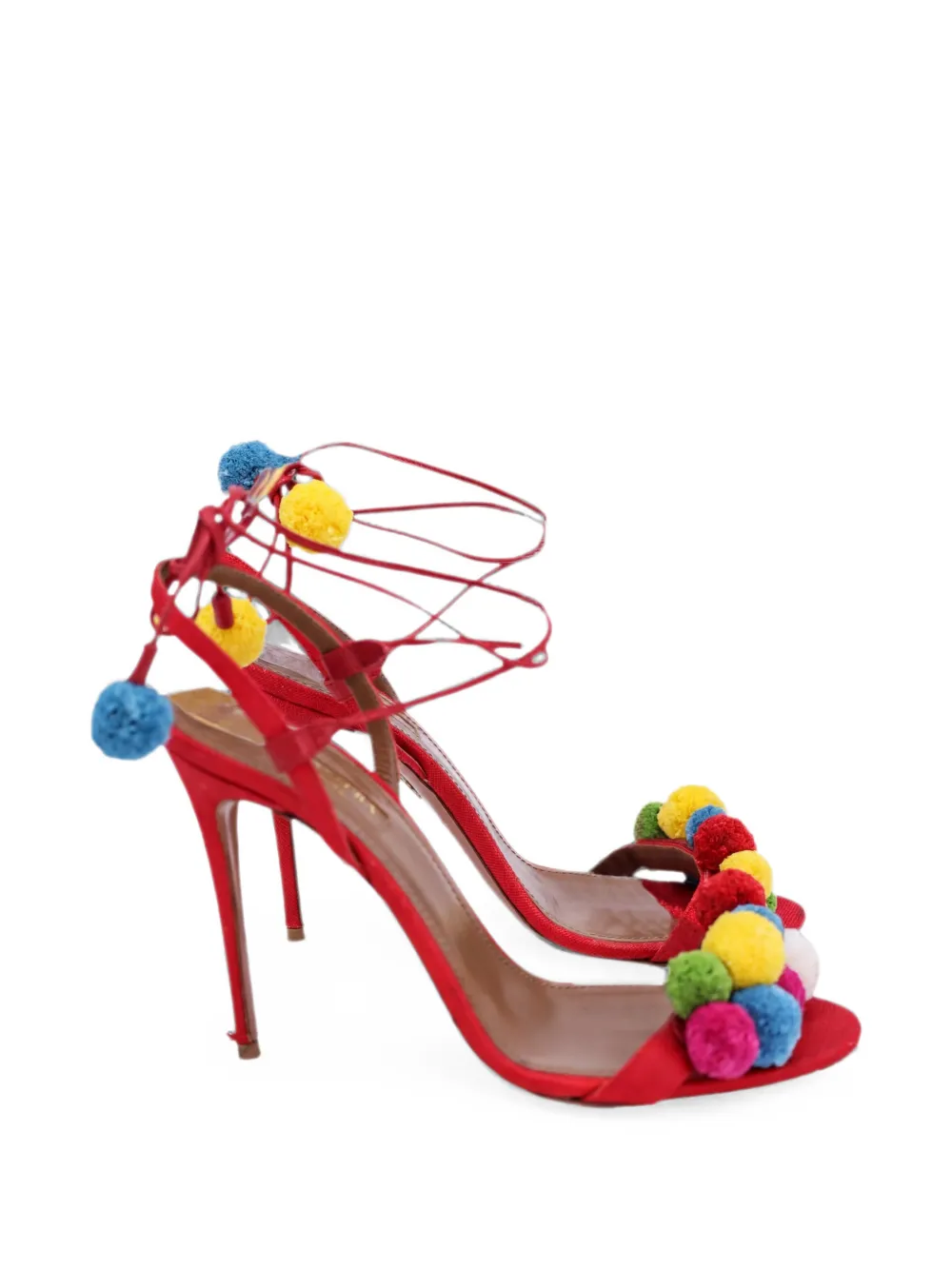 Aquazzura Sandalen mit Pompons - Rot