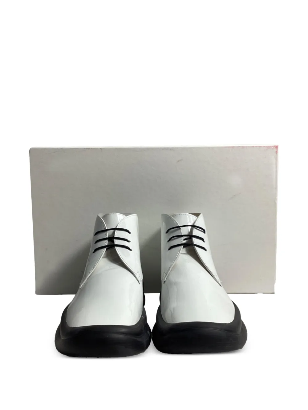 Lace-Up Fastening Patent Leather Boots