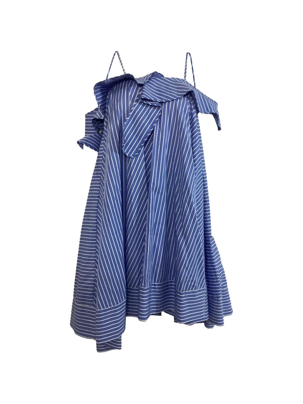 MSGM striped asymmetrical mini dress - Blauw