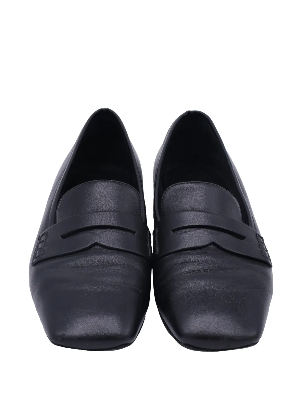 KHAITE square-toe penny-slot loafers - Zwart